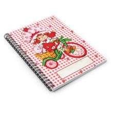 Load image into Gallery viewer, Strawberry girl on bike spiral notebook -  journaling notebook
