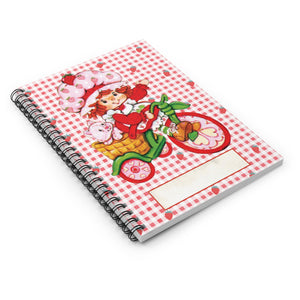 Strawberry girl on bike spiral notebook -  journaling notebook