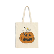 Load image into Gallery viewer, Halloween trick or treat Snoopy Cotton Canvas Tote Bag
