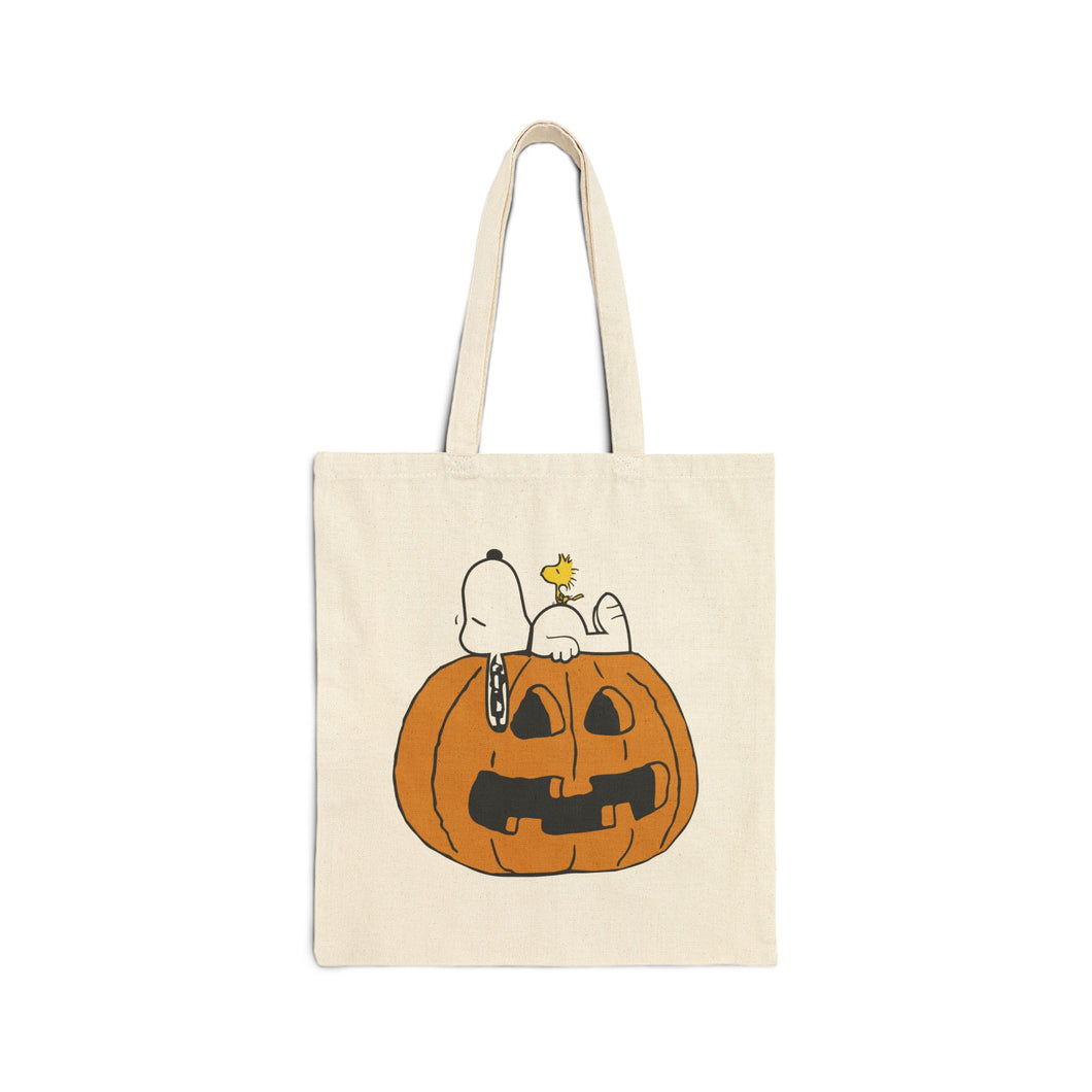 Halloween trick or treat Snoopy Cotton Canvas Tote Bag