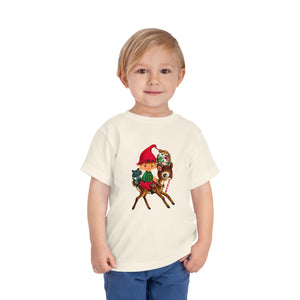 kids vintage christmas elf and reindeer Tshirt