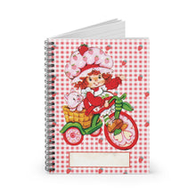 Load image into Gallery viewer, Strawberry girl on bike spiral notebook -  journaling notebook
