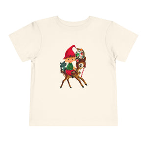 kids vintage christmas elf and reindeer Tshirt