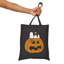 Load image into Gallery viewer, Halloween trick or treat Snoopy Cotton Canvas Tote Bag
