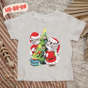 Kids Vintage Christmas cat shirt