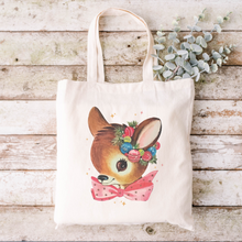 Load image into Gallery viewer, Baby Reindeer Cotton Canvas Tote Bag -
