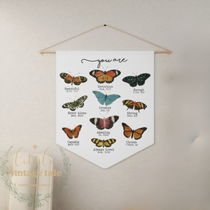 Affirmation nursery Pennant - butterflies verses - baby room decor - Bible verses