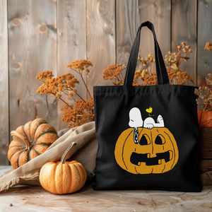 Halloween trick or treat Snoopy Cotton Canvas Tote Bag