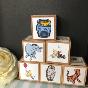 Winnie the Pooh nursery Blocks ~ Classic Collection ~ Pooh Bear and hundred acre wood friends.