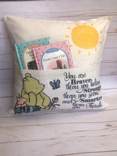 Load image into Gallery viewer, Winnie the Pooh Storybook Reading pillow cover ~ Pocket Pillow~ you are braver than you believe
