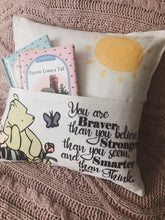 Load image into Gallery viewer, Winnie the Pooh Storybook Reading pillow cover ~ Pocket Pillow~ you are braver than you believe
