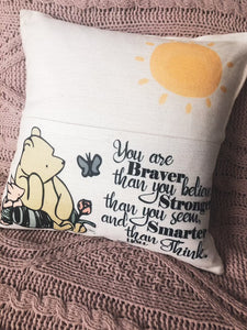 Winnie the Pooh Storybook Reading pillow cover ~ Pocket Pillow~ you are braver than you believe