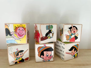 Pinocchio Disney wooden blocks nursery story books