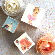 Load image into Gallery viewer, Baby Girl Nursery Stacking blocks - retro floral decorative wooden blocks
