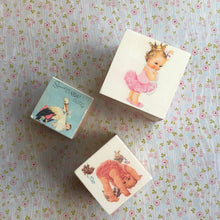 Load image into Gallery viewer, Baby Girl Nursery Stacking blocks - retro floral decorative wooden blocks
