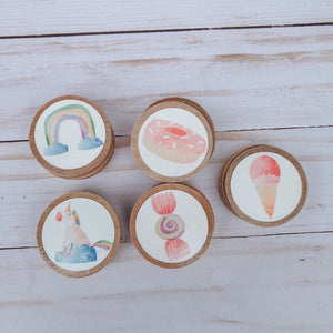 Rainbow Unicorn, matching Memory game ~ Wooden discs  ~I believe in Unicorns ~ Whimsical toys