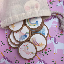 Load image into Gallery viewer, Rainbow Unicorn, matching Memory game ~ Wooden discs  ~I believe in Unicorns ~ Whimsical toys
