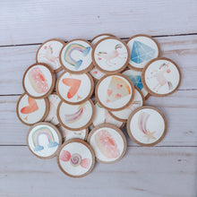 Load image into Gallery viewer, Rainbow Unicorn, matching Memory game ~ Wooden discs  ~I believe in Unicorns ~ Whimsical toys
