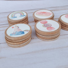 Load image into Gallery viewer, Rainbow Unicorn, matching Memory game ~ Wooden discs  ~I believe in Unicorns ~ Whimsical toys
