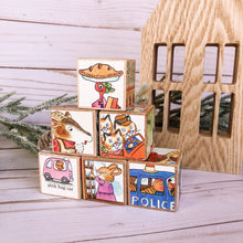 Load image into Gallery viewer, Richard Scarry Storybook Blocks ~ 6 wooden blocks - storybook theme decoration
