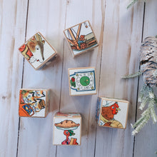 Load image into Gallery viewer, Richard Scarry Storybook Blocks ~ 6 wooden blocks - storybook theme decoration
