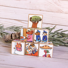 Load image into Gallery viewer, Richard Scarry Storybook Blocks ~ 6 wooden blocks - storybook theme decoration
