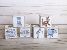 Load image into Gallery viewer, Winnie the Pooh Classic nursery blocks, Baby shower decor, Pooh bear stacking blocks, storybook blocks, Gifts for baby
