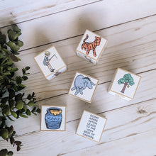 Load image into Gallery viewer, Winnie the Pooh Classic nursery blocks, Baby shower decor, Pooh bear stacking blocks, storybook blocks, Gifts for baby
