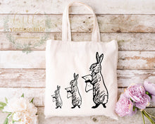 Load image into Gallery viewer, Vintage Bunny Rabbit  reusable tote ,canvas Tote bag Children, Library bag - Eastern tote
