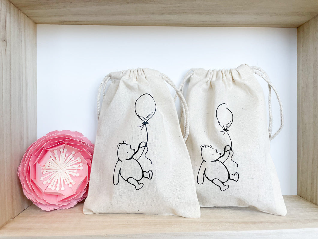 Winnie the Pooh favor bags Birthday Party favors for kids SET OF 5 BAGS - Baby shower goodie bags