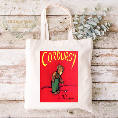 Corduroy Storybook ,canvas Tote bag Children, Library bag, reusable tote bag, Don Freeman