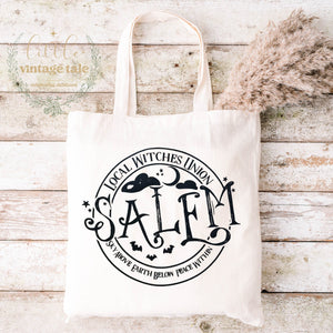 Halloween Tote bags ,Salem Witch Tote bag, fall library reusable canvas tote,Parent/teacher spooky gifts/ Limited quantities