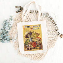 Load image into Gallery viewer, Spring nature tote bag, kids reusable foraging bag, library and outdoors
