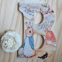 Load image into Gallery viewer, Wooden Letter -Peter rabbit -Beatrix Potter- Personalized nursery name
