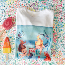 Load image into Gallery viewer, Kids Mermaid Birthday Tshirt - Vintage retro Style - Birthday Girls Tshirt
