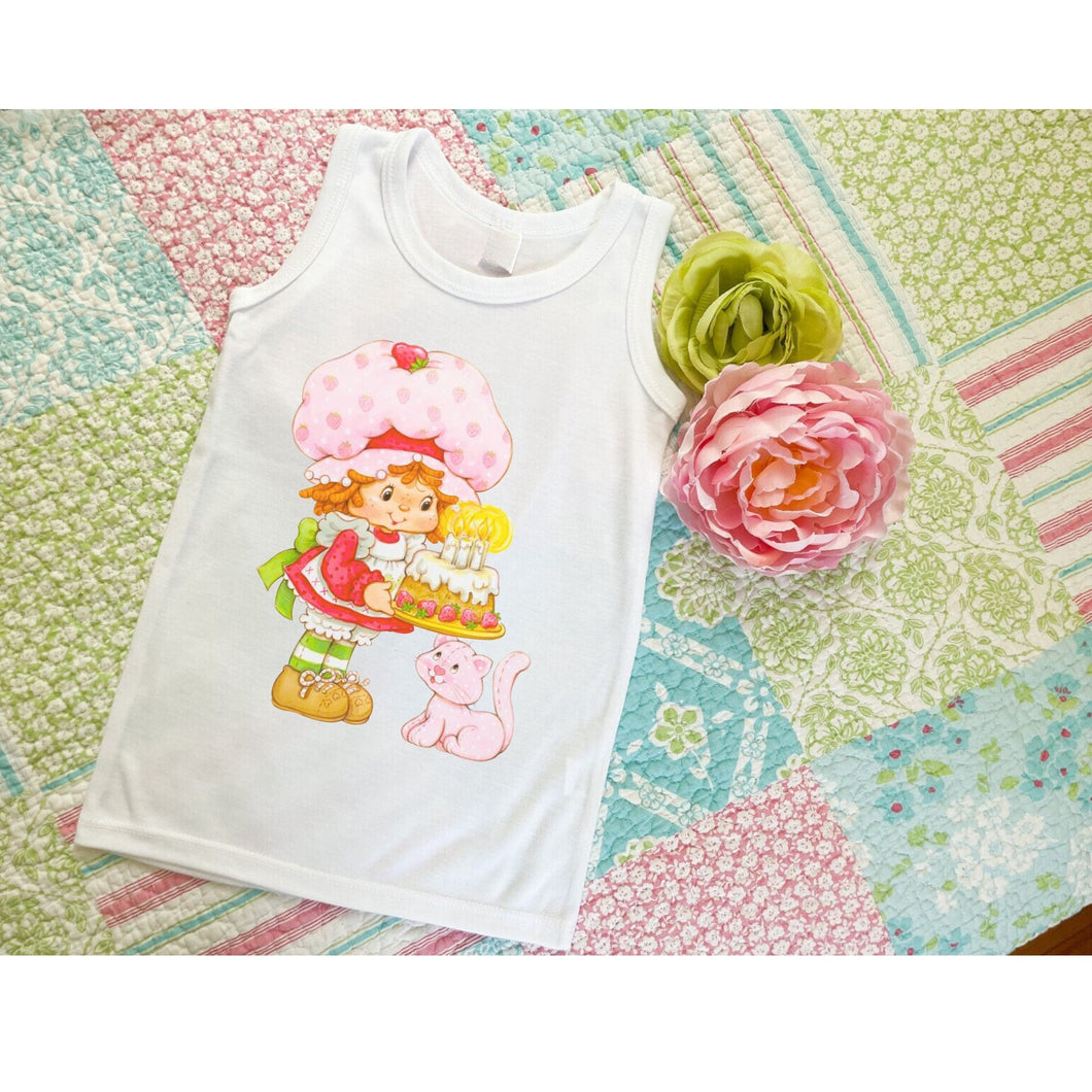 Strawberry girl Tank Top -Birthday Girls Summer  shirt - Summer Tank top -